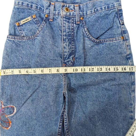 Vintage Hollywood Women's Size 27 100% Cotton Denim Jeans with Flower Pa… - Picture 12 of 15